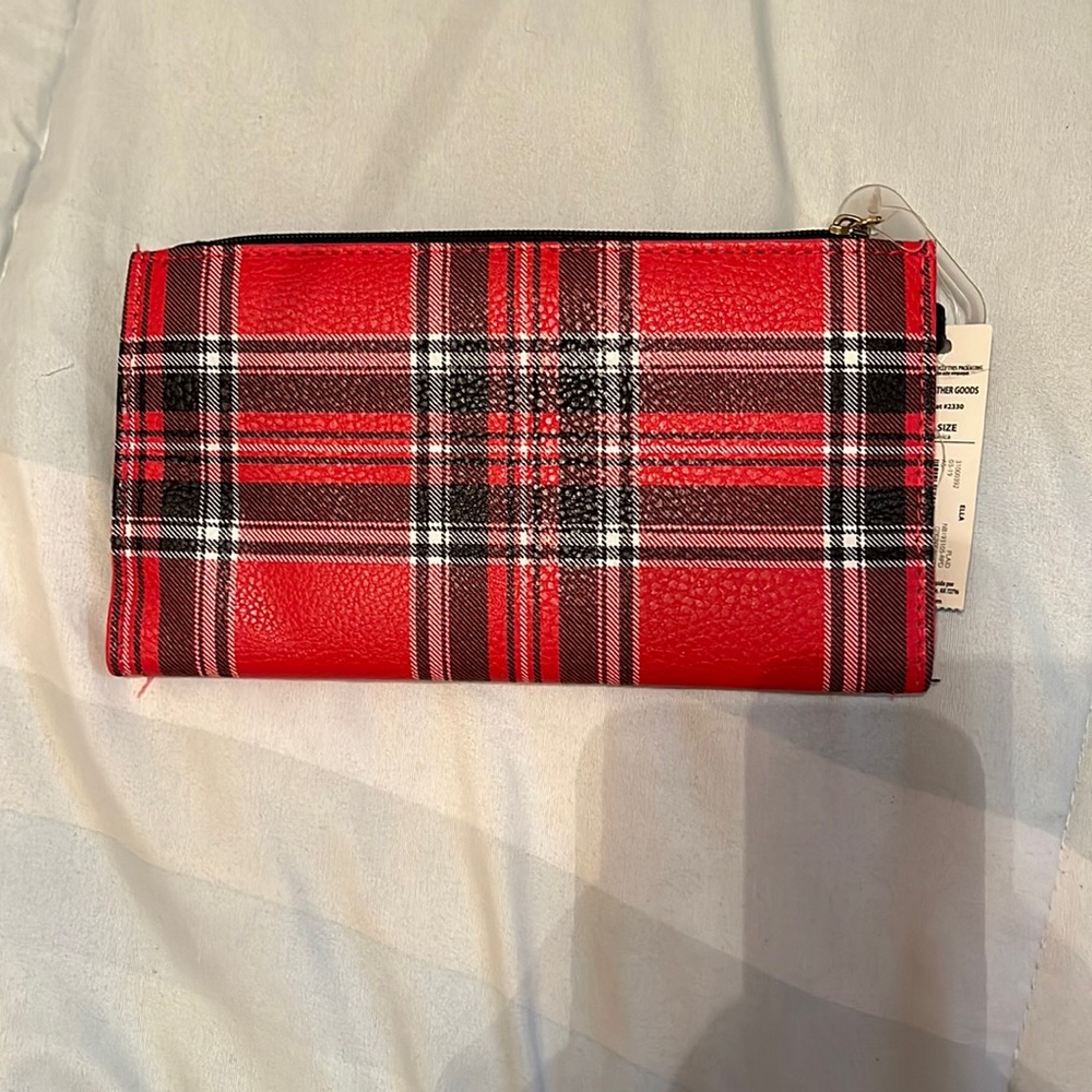 Holiday plaid red wallet